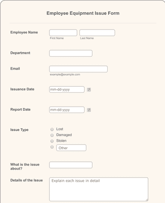 Form Templates: Employee Equipment Issue Form