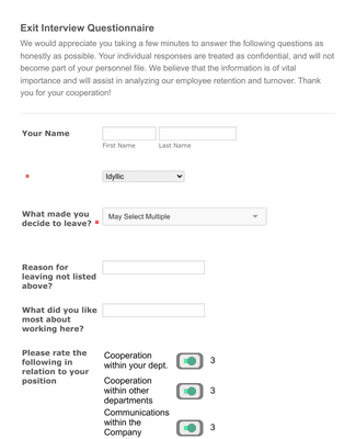 Employee Exit Interview Form Template | Jotform