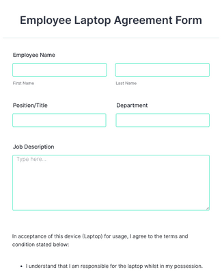 Employee Laptop Agreement Form Template | Jotform