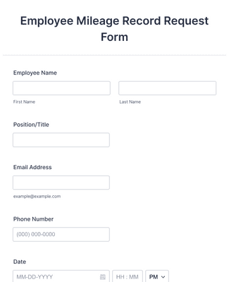 Employee Mileage Record Request Form Template | Jotform