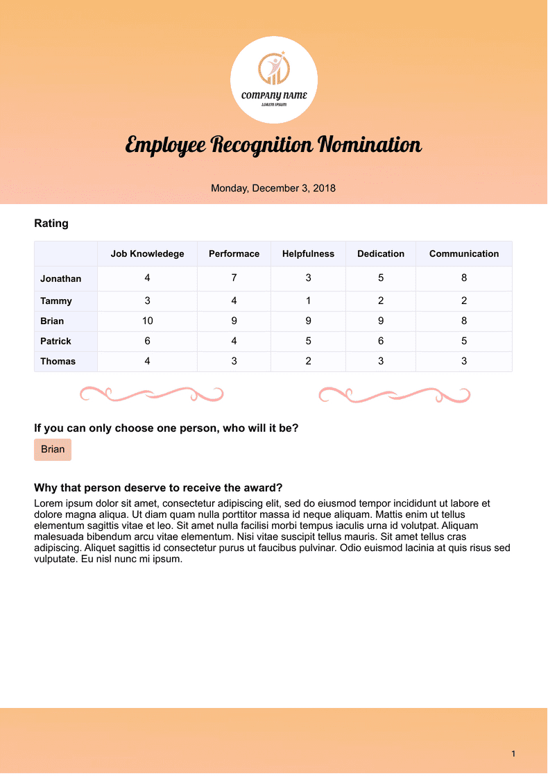 Employee of the Month Voting Template