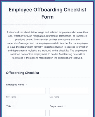 Employee Offboarding Checklist Form Template | Jotform