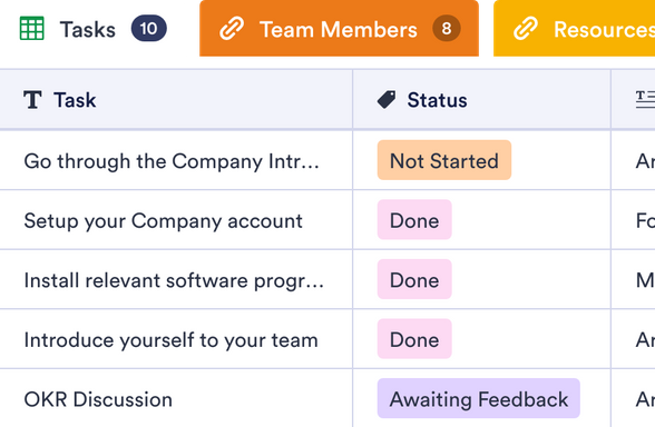 employee onboarding template  jotform tables