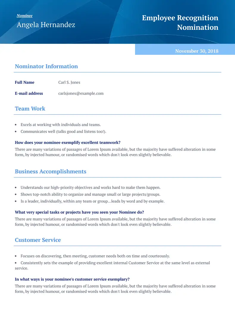 Free Performance Review Templates - PDF Templates | Jotform