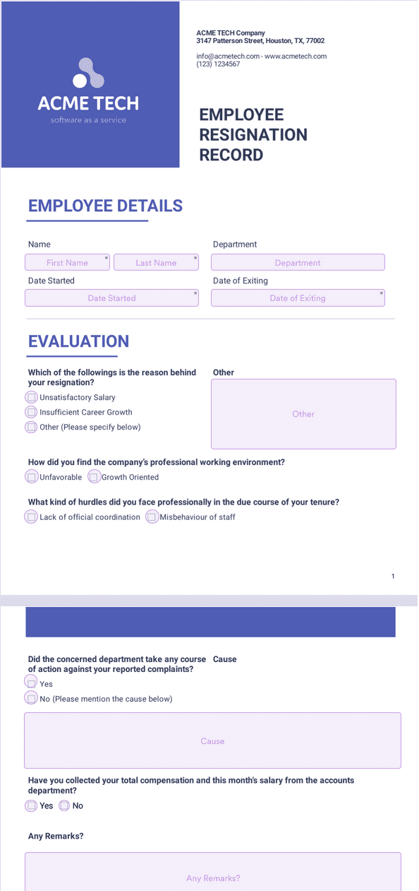 Resignation Form Example.pdf Resignation Letter Template - PDF Templates | Jotform