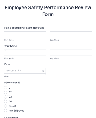 Employee Safety Performance Review Form Template | Jotform