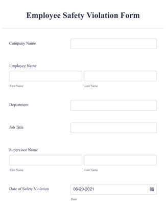 Employee Safety Violation Form Template | JotForm