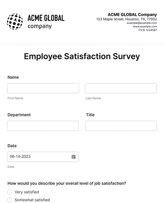 Form Templates: Employee Satisfaction Survey