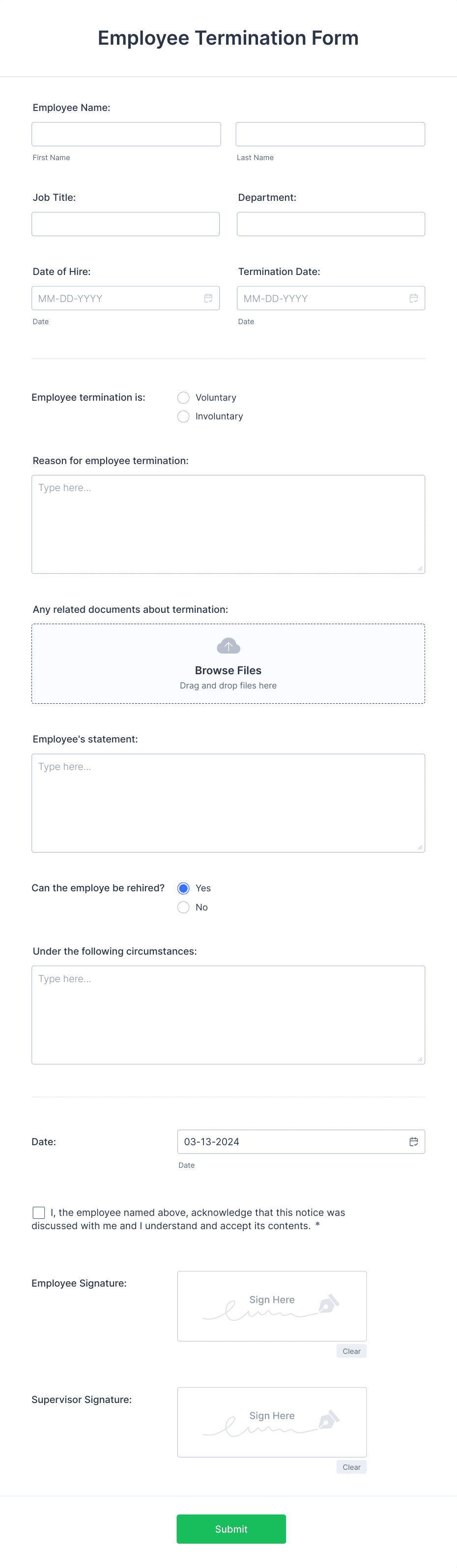 Template employee-termination-form