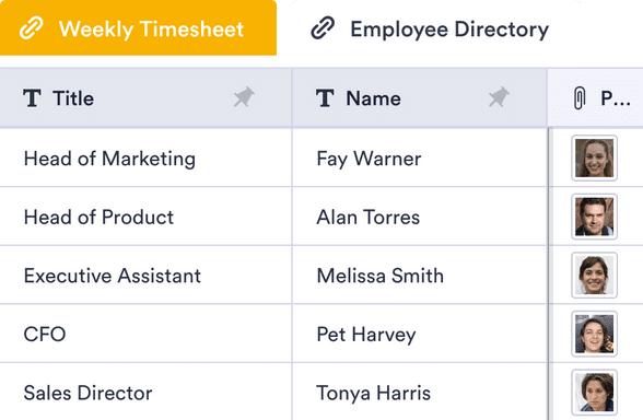 Employee Info Sheet Template | JotForm Tables