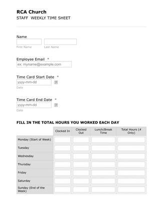 Simple Time Sheet Form Template | JotForm
