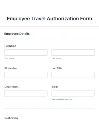 Form Templates: Employee Travel Authorization Form