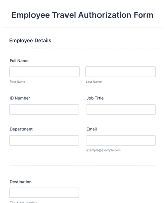 Employee Travel Authorization Form Template | Jotform