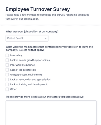 Employee Turnover Survey Form Template | Jotform