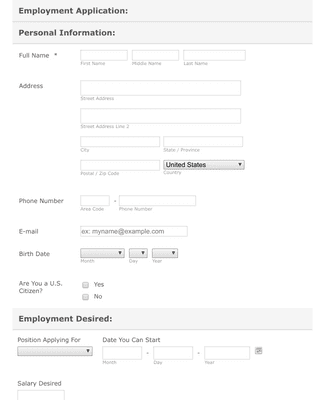 Recruitment Application Form Template Jotform