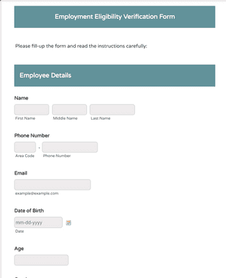 Employment Eligibility Verification Form Template  Jotform