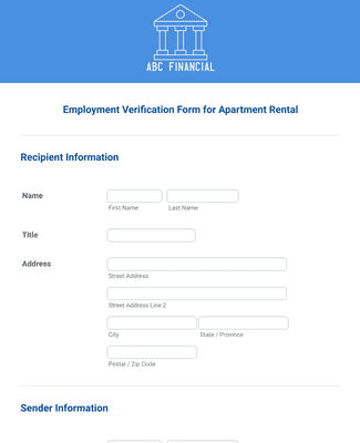 Form Templates: Employment Verification Form for Apartment Rental
