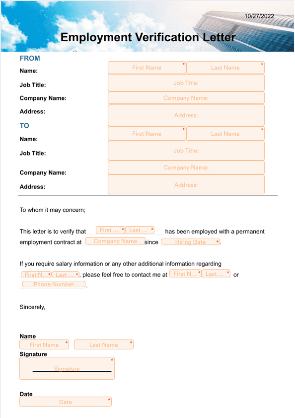 Employment Verification Letter Template - Sign Templates | Jotform