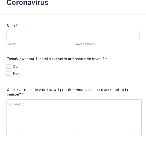 Form Templates: Enquête Sur La Préparation Du Travail à Domicile Coronavirus