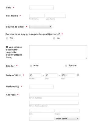 Form Templates: Enrolment Form PTQ