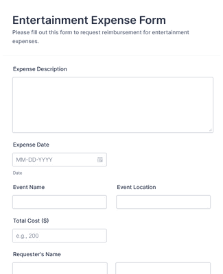 Entertainment Expense Form Template | Jotform