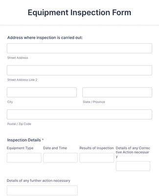 Form Templates: Equipment Inspection Form