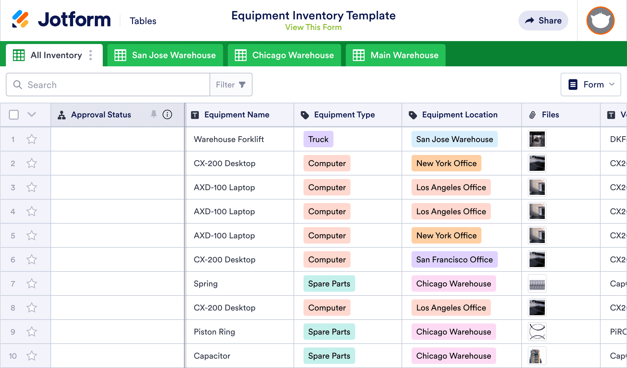 inventory database template