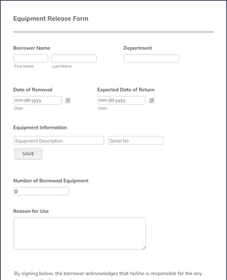 Form Templates: Equipment Release Form