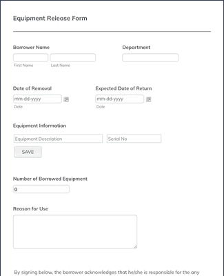 Equipment Release Form Template | Jotform