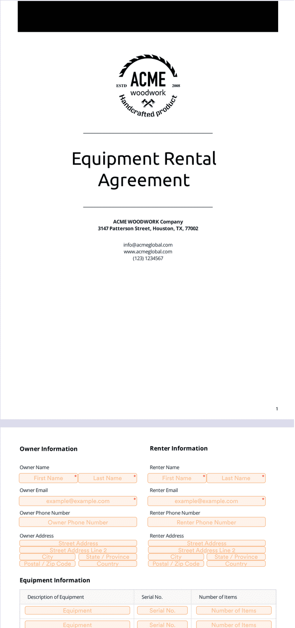 Equipment Rental Agreement Template Sign Templates Jotform