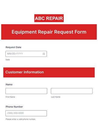 Equipment Repair Request Form