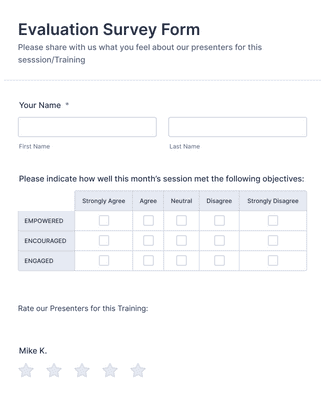Evaluation Survey Form