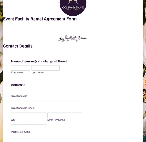 Event Facility Rental Agreement Form Template | Jotform