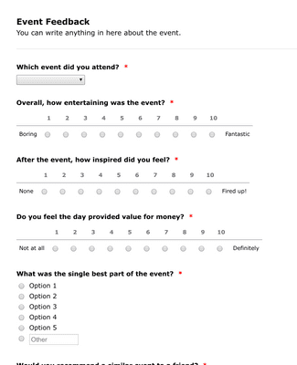 Post Event Feedback Survey Form Template | Jotform