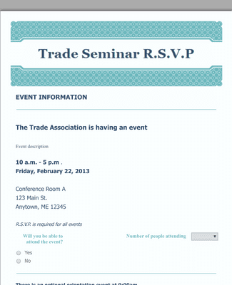Event RSVP Form Template JotForm