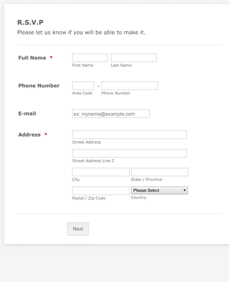 RSVP Form Template Jotform