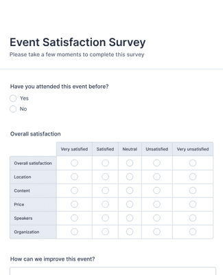 Form Templates: Event Satisfaction Survey Form