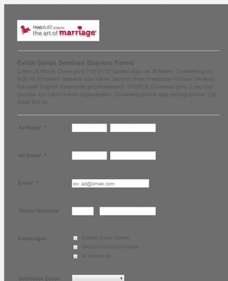 Evlenme Sanatı Danışmanlık Ve Kayıt Form Şablonu | Jotform