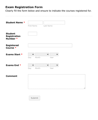 Exam Registration Form Template | Jotform