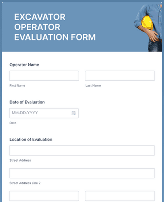 Excavator Operator Evaluation Form