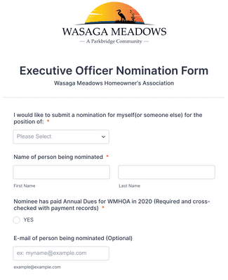 Form Templates: Executive Officer Nomination Form