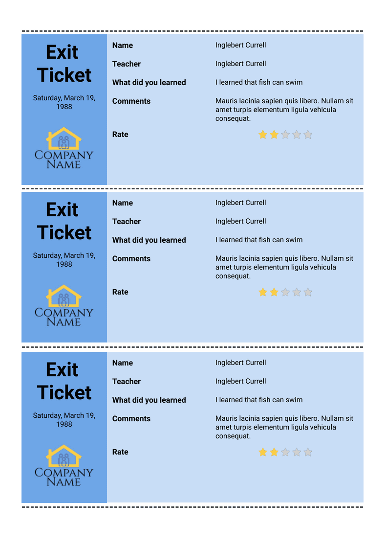 Exit Ticket Template PDF Templates Jotform