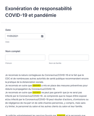 Exonération de responsabilité COVID-19 et pandémie