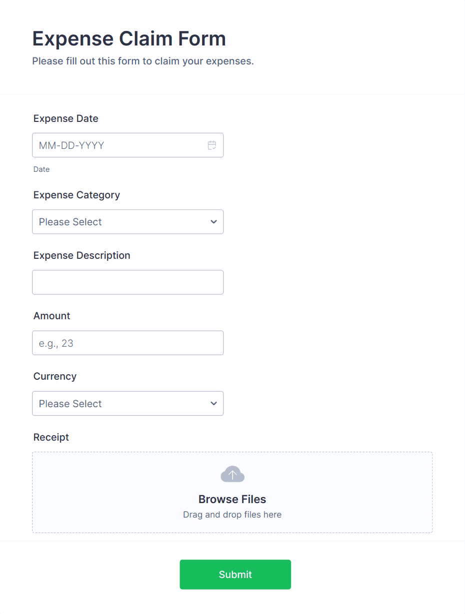 Template expense-claim-form