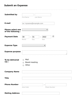 Form Templates: Expense Tracking Form