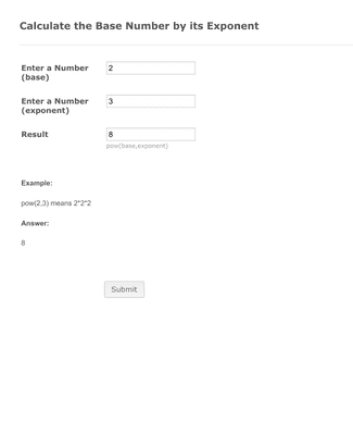 Form Templates: Exponent/Power Calculation Form