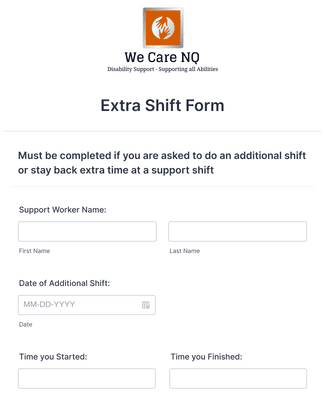 Form Templates: Extra Shift Form