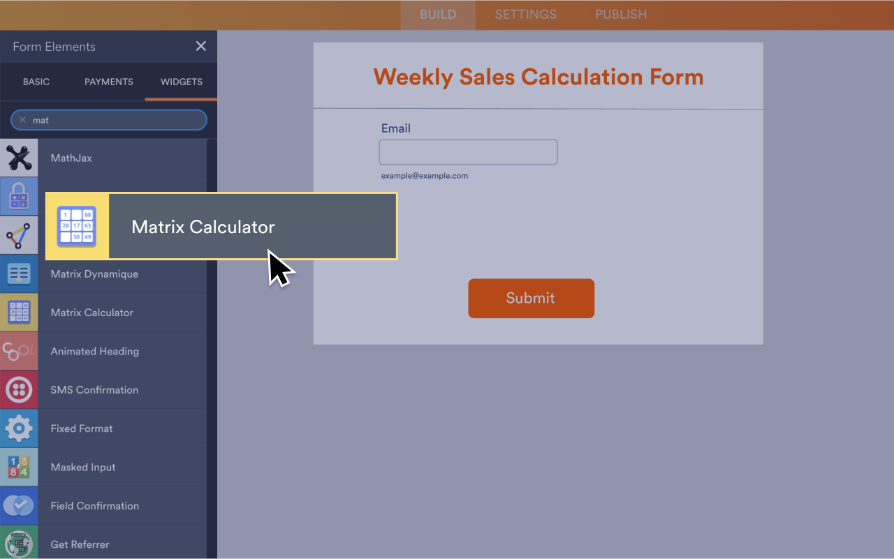 Matrix Calculator Form Widgets Jotform