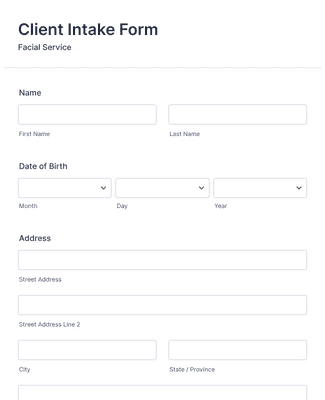 Facial Treatment - Client Intake Form Template | Jotform