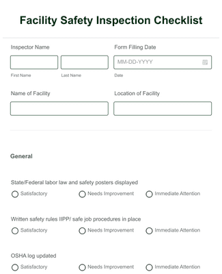 Form Templates: Facility Safety Inspection Checklist